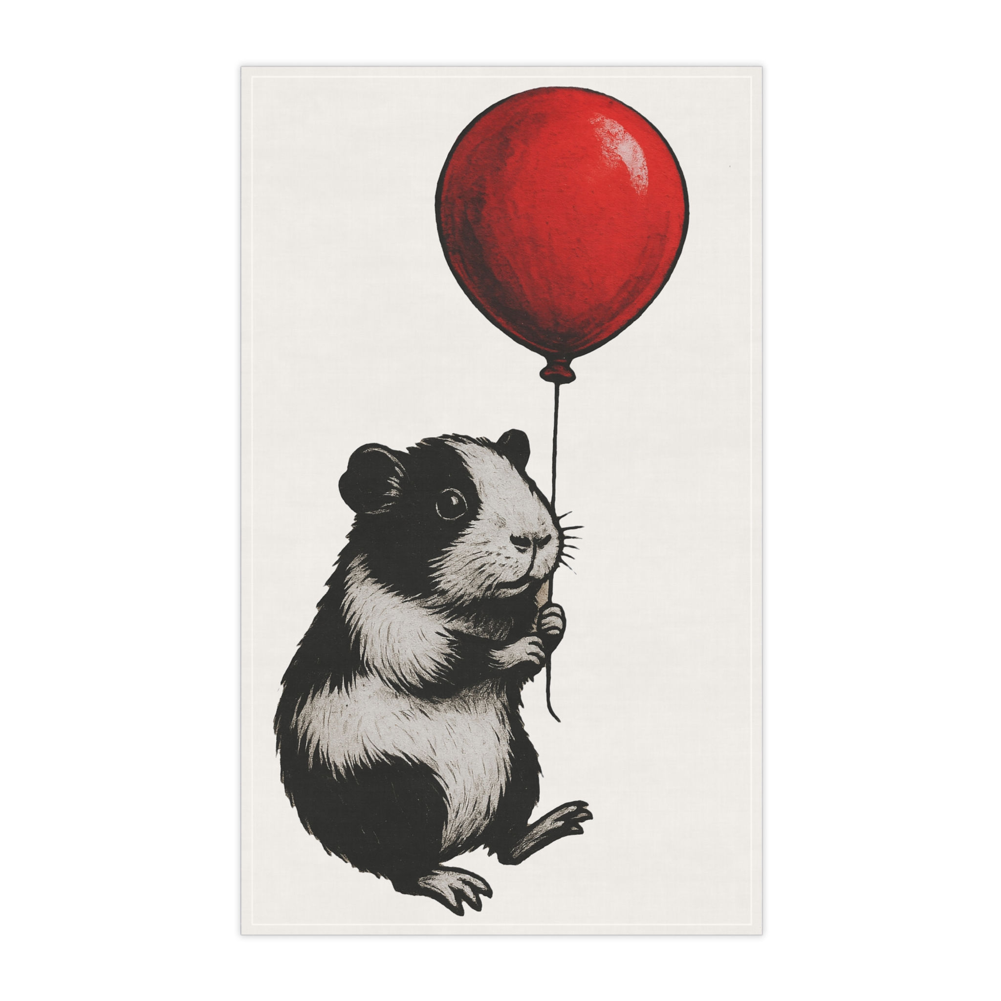🎈 Red Balloon Guinea Pig Tea Towel