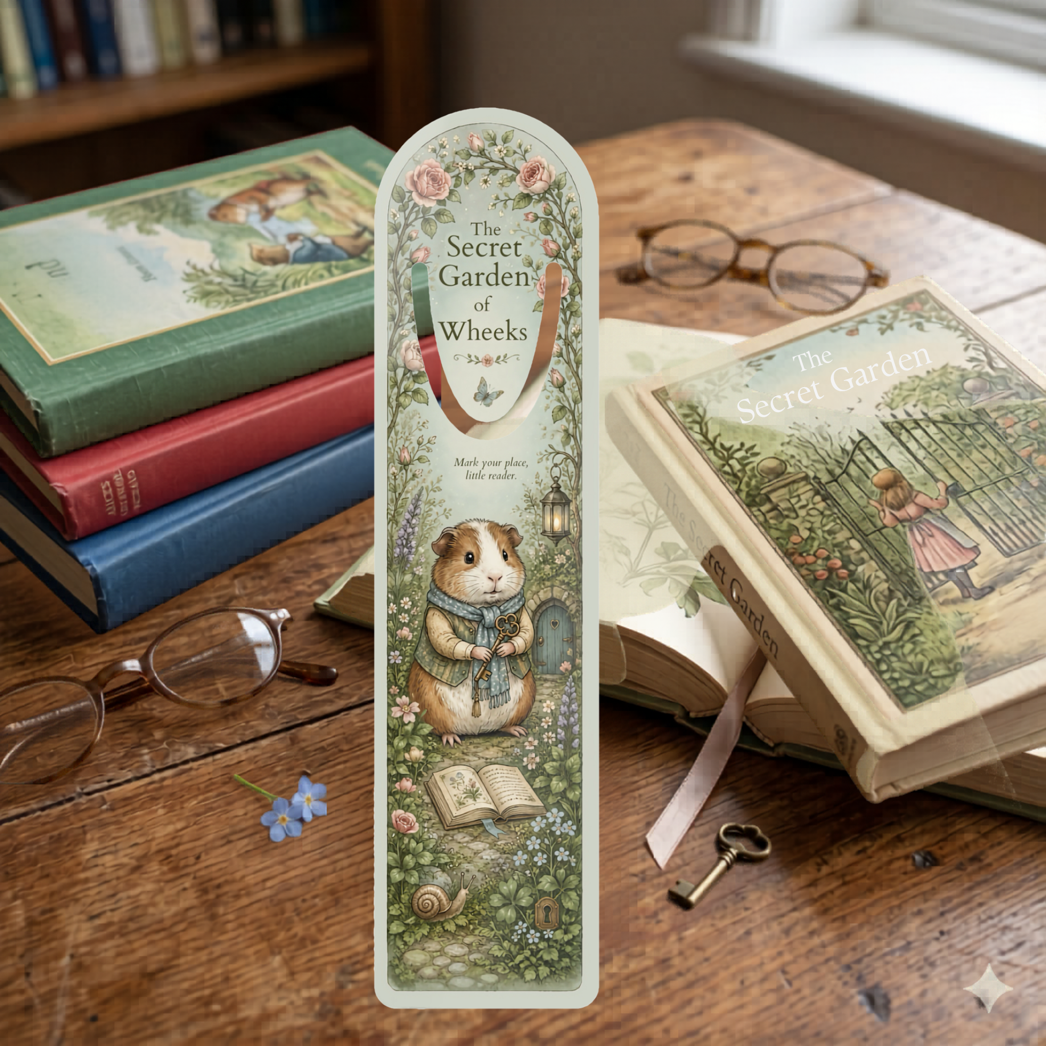 Guinea Pig Bookmark — "A Secret Garden of Wheeks" Children's Illustration