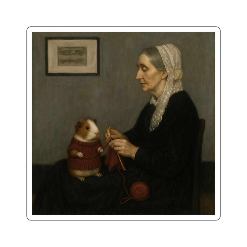 Guinea Pig Sticker - Whistler-Inspired Square Vinyl Decal - Storybook Animal Art