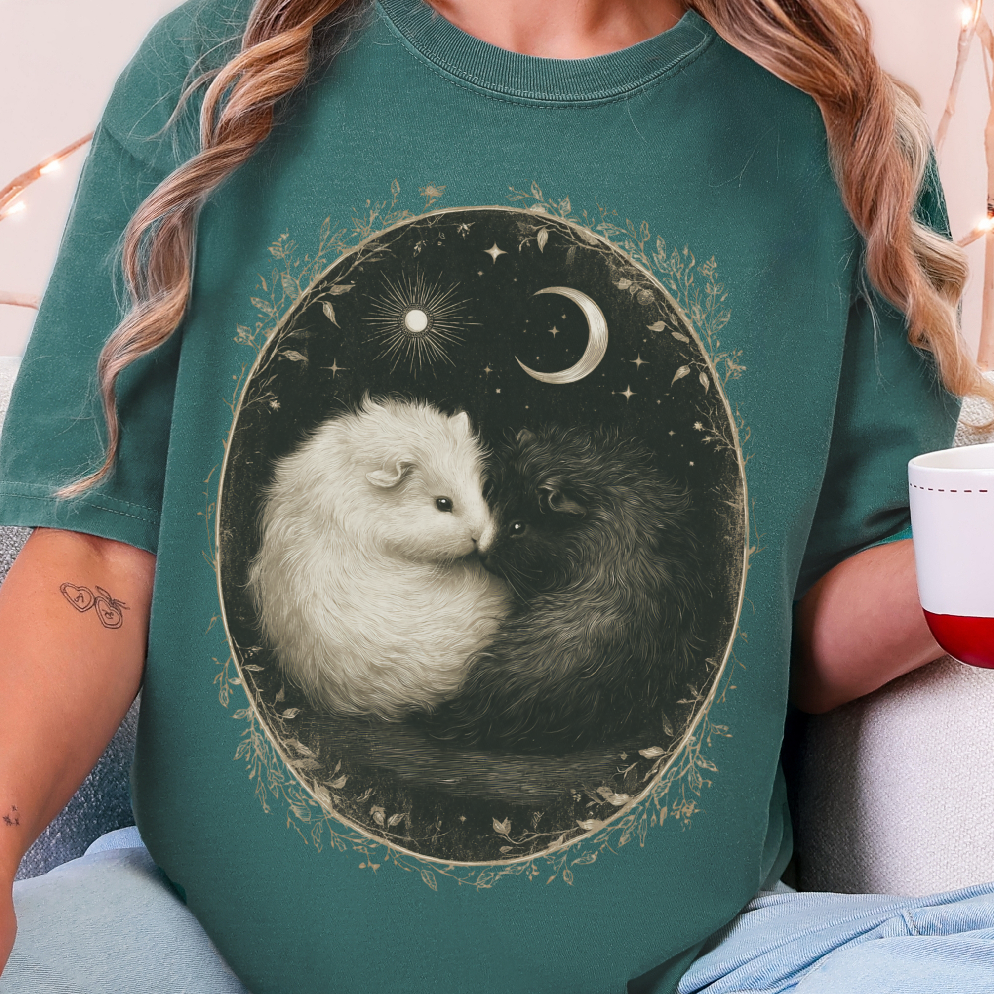 Celestial Guinea Pig Shirt, Moon and Stars, Comfort Colors Guinea Pig Lover Gift