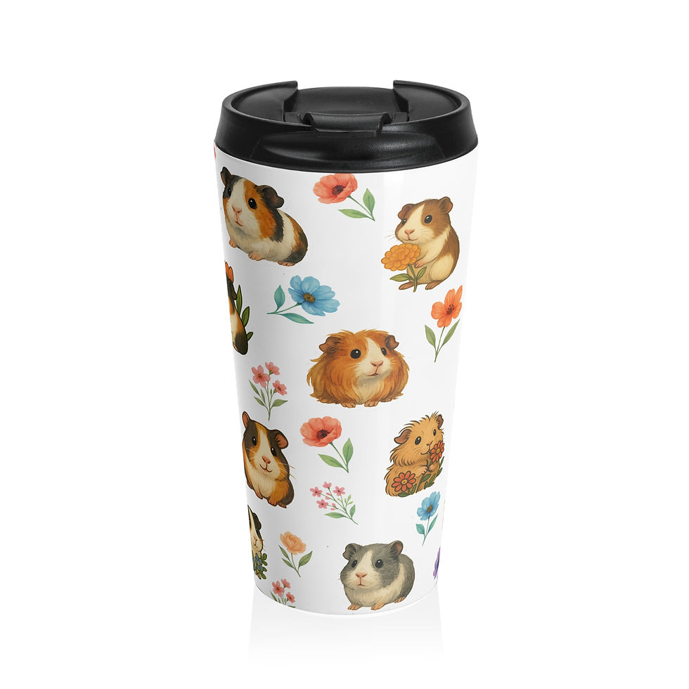 Bring Joy to Every Sip – Guinea Pig Floral Stainless Steel Travel Mug