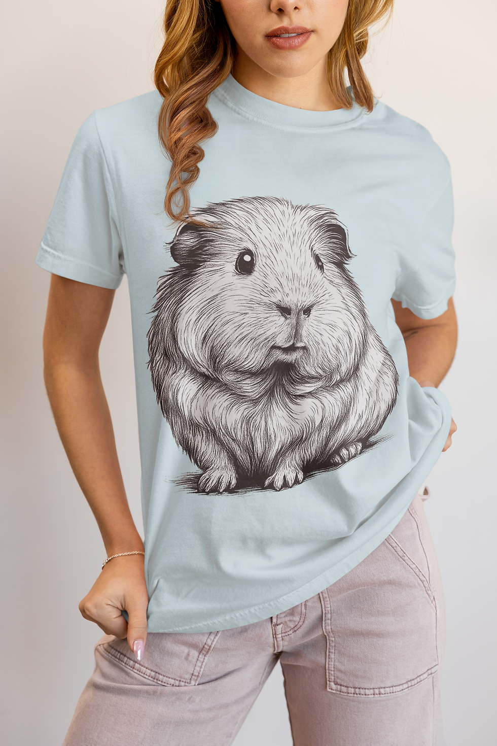 Guinea Pig Line Art T-Shirt - Cute & Minimalist Pet Lover Tee | Comfort Colors