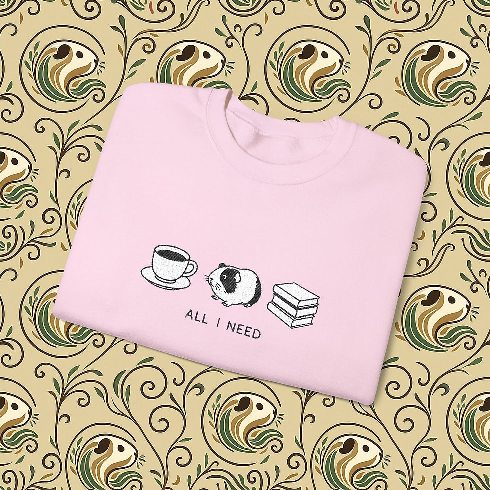 Thumbnail: All I Need Guinea Pig Embroidered Sweatshirt – Coffee, Cavies & Cozy Reads