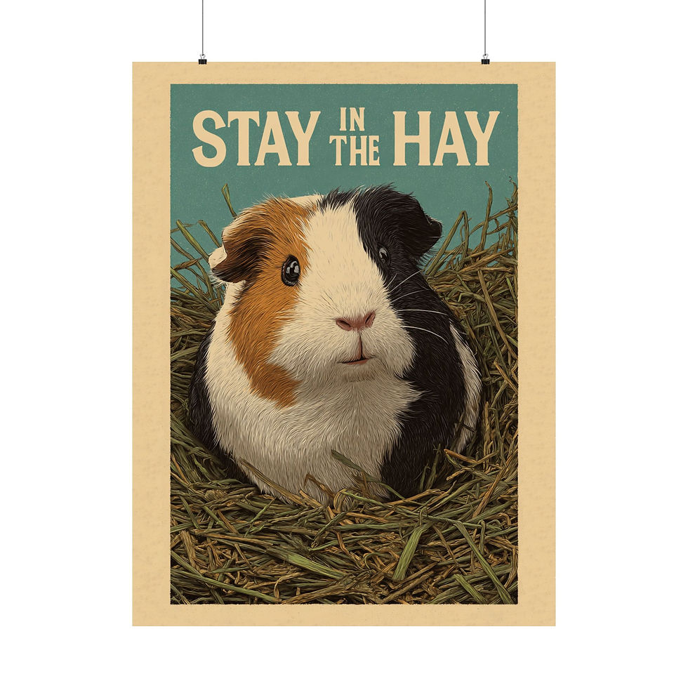 Guinea Pig Poster - "Stay in the Hay" Wall Art - Animal Print
