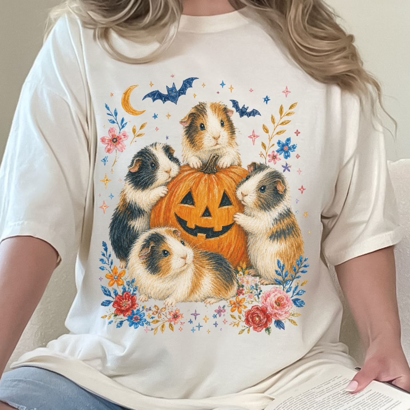 Guinea Pig Pumpkin Patch T-Shirt | Halloween Guinea Pigs Comfort Colors