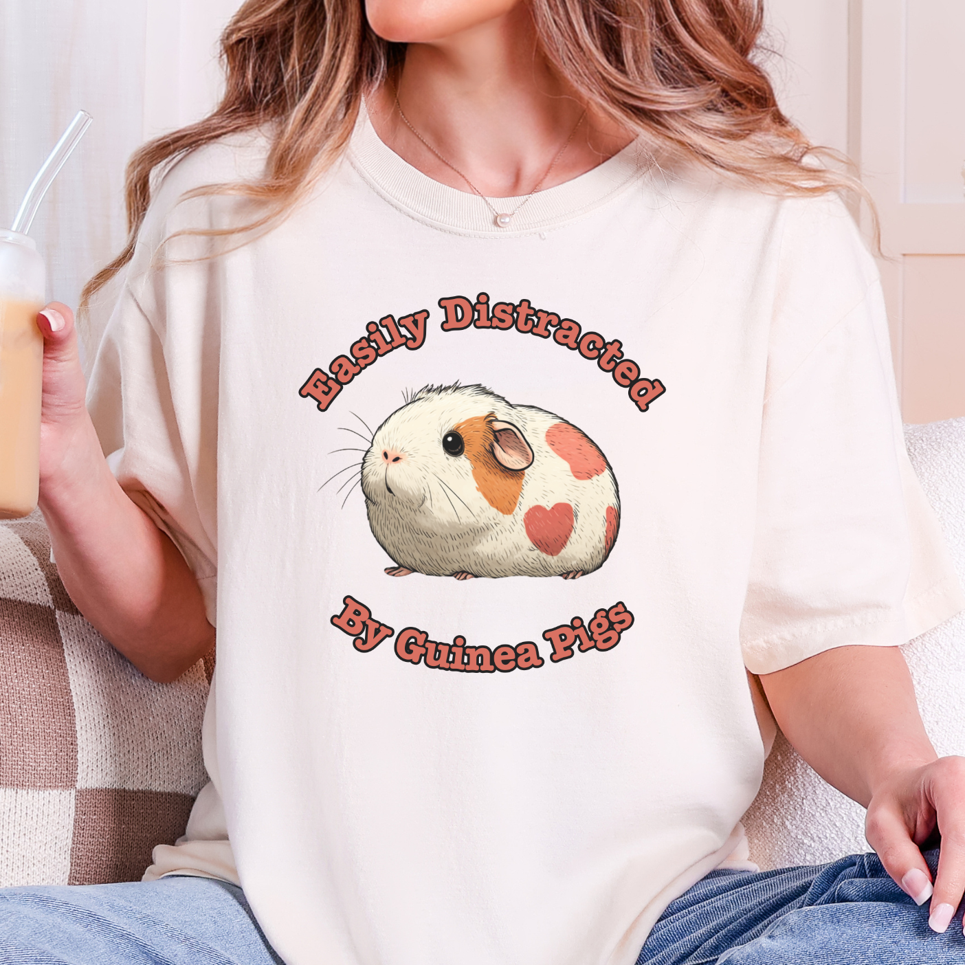 Easily Distracted by Guinea Pigs T-shirt Easily Distracted Graphic Tee