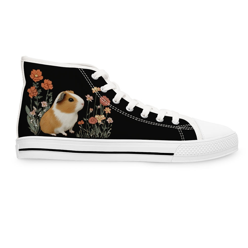 Thumbnail: Guinea Pig High-Top Sneakers – Wildflower Canvas Shoes for Animal Lovers