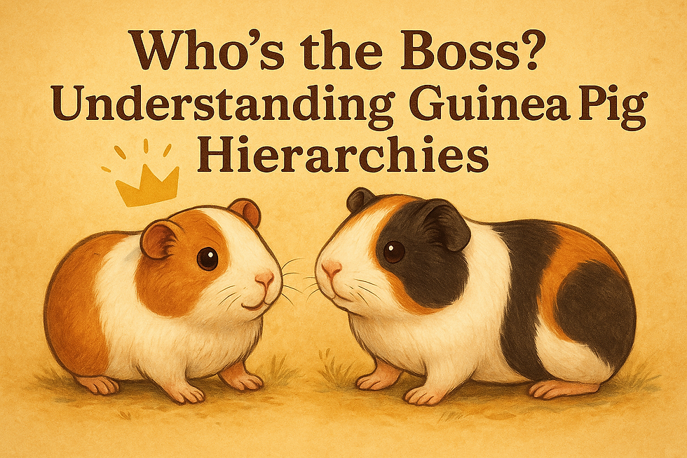 Who's the boss? Understanding Guinea Pig Hierarchies. Two guinea pigs are facing each other. One is wearing a crown.