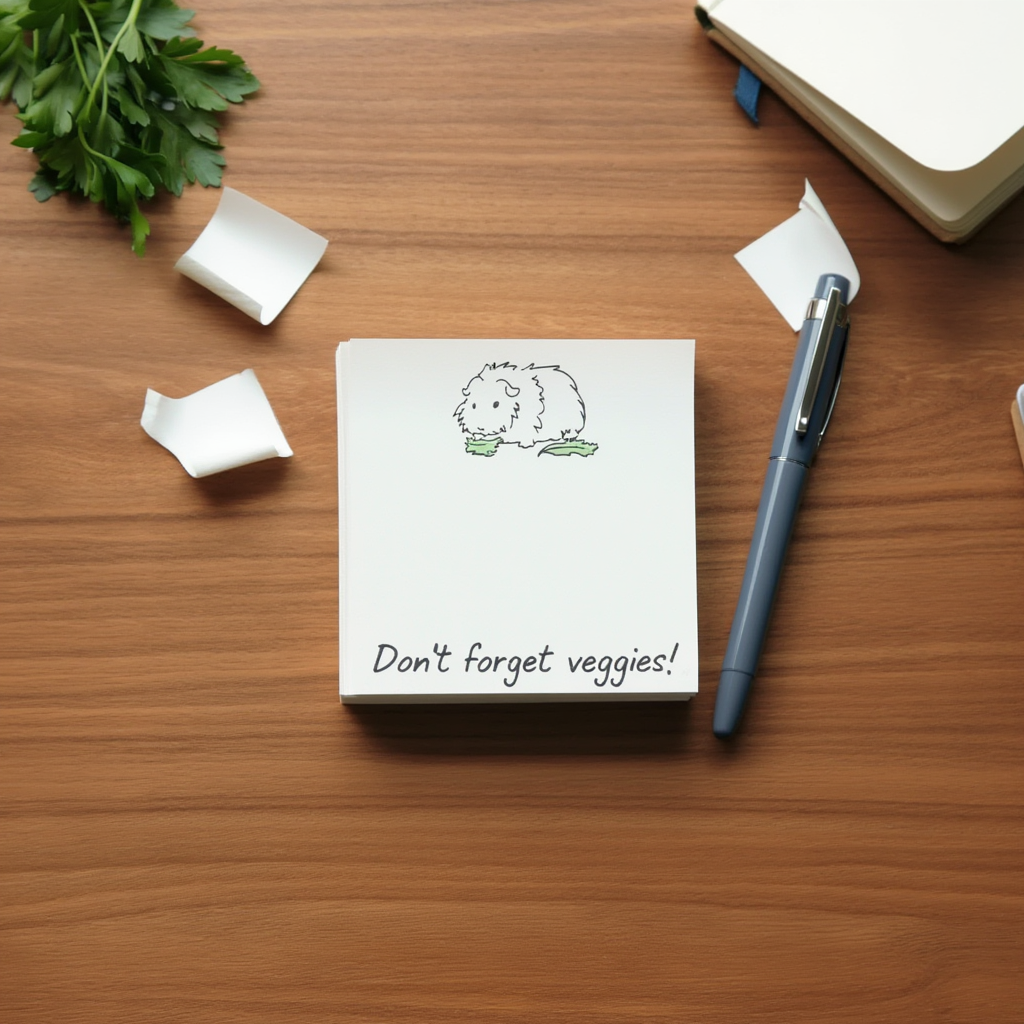 Guinea Pig "Don't Forget Veggies!" Note Pads Post It Sticky Notes