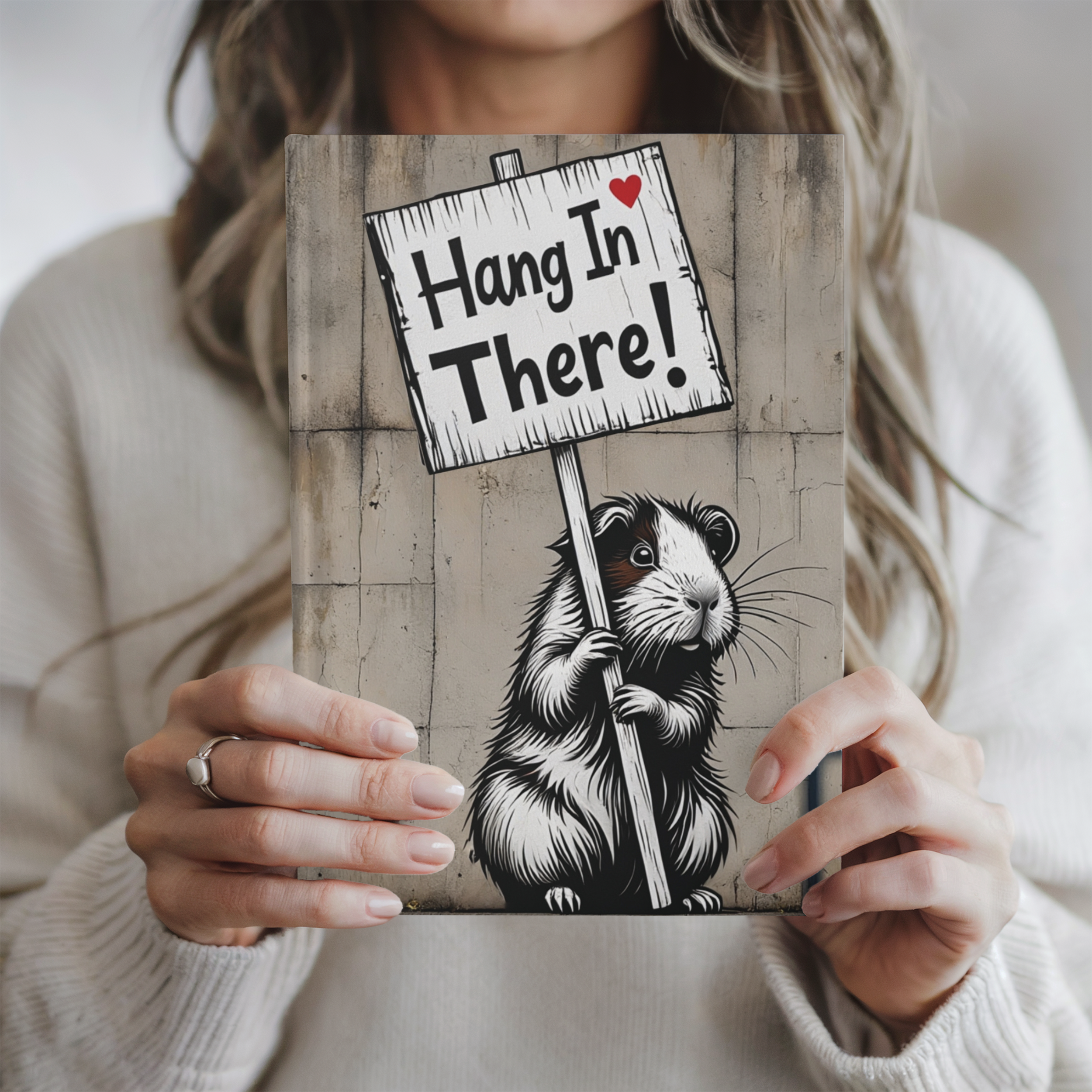 Hang In There Guinea Pig Hardcover Journal - Street Art Cover