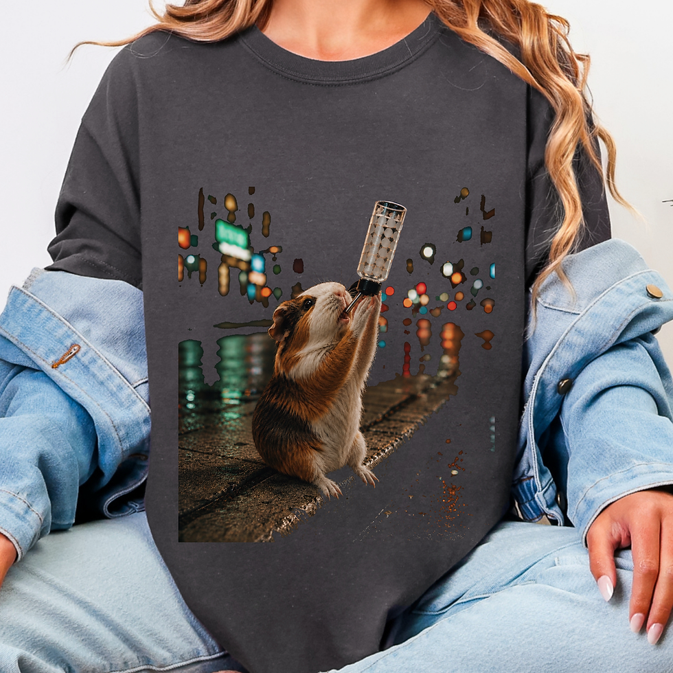 Thumbnail: Guinea Pig City Night T-Shirt — Cute Pet Photography Tee