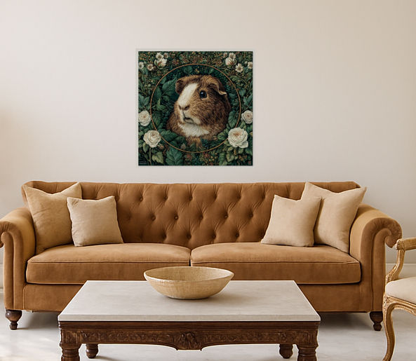 Thumbnail: 🌿  Guinea Pig Botanical Art Print | Vintage Floral Animal Poster