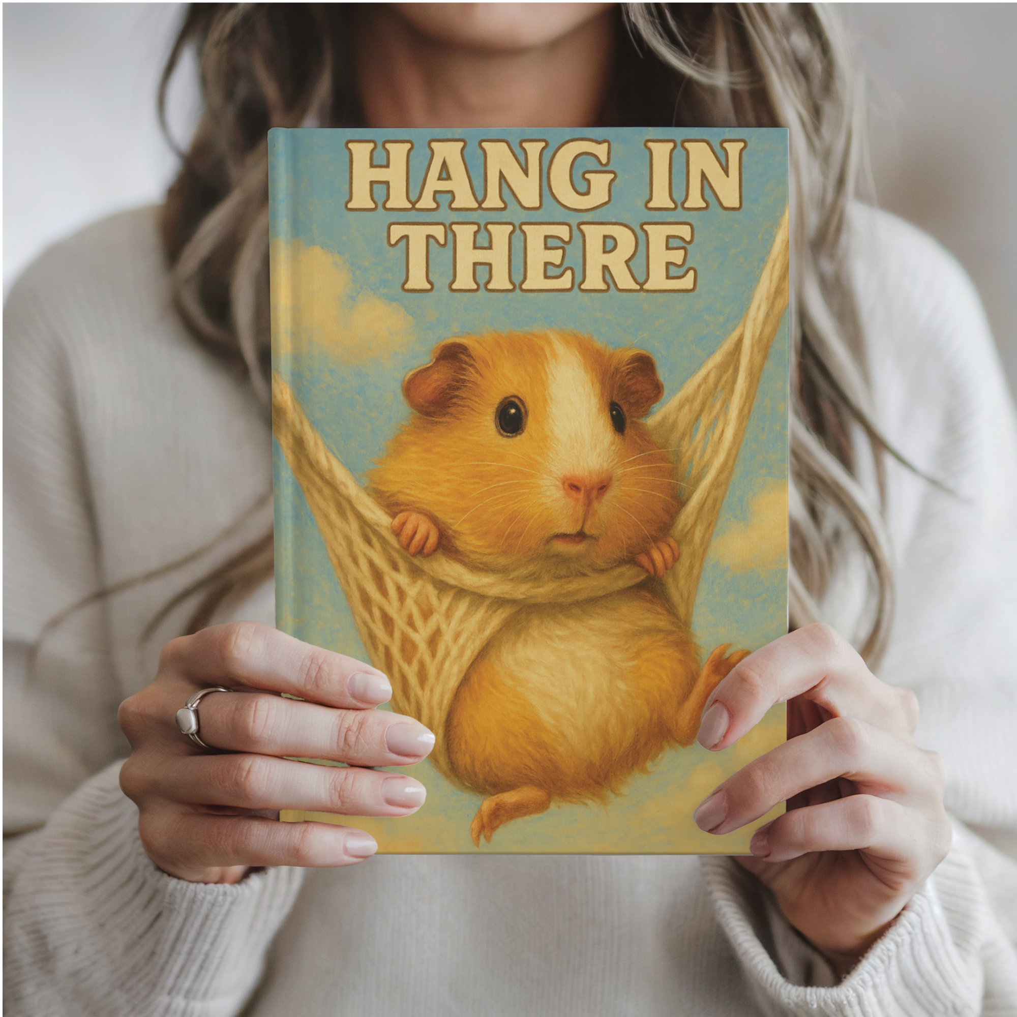 Hang In There Guinea Pig Hardcover Journal - Cute Hammock Pet Notebook Diary