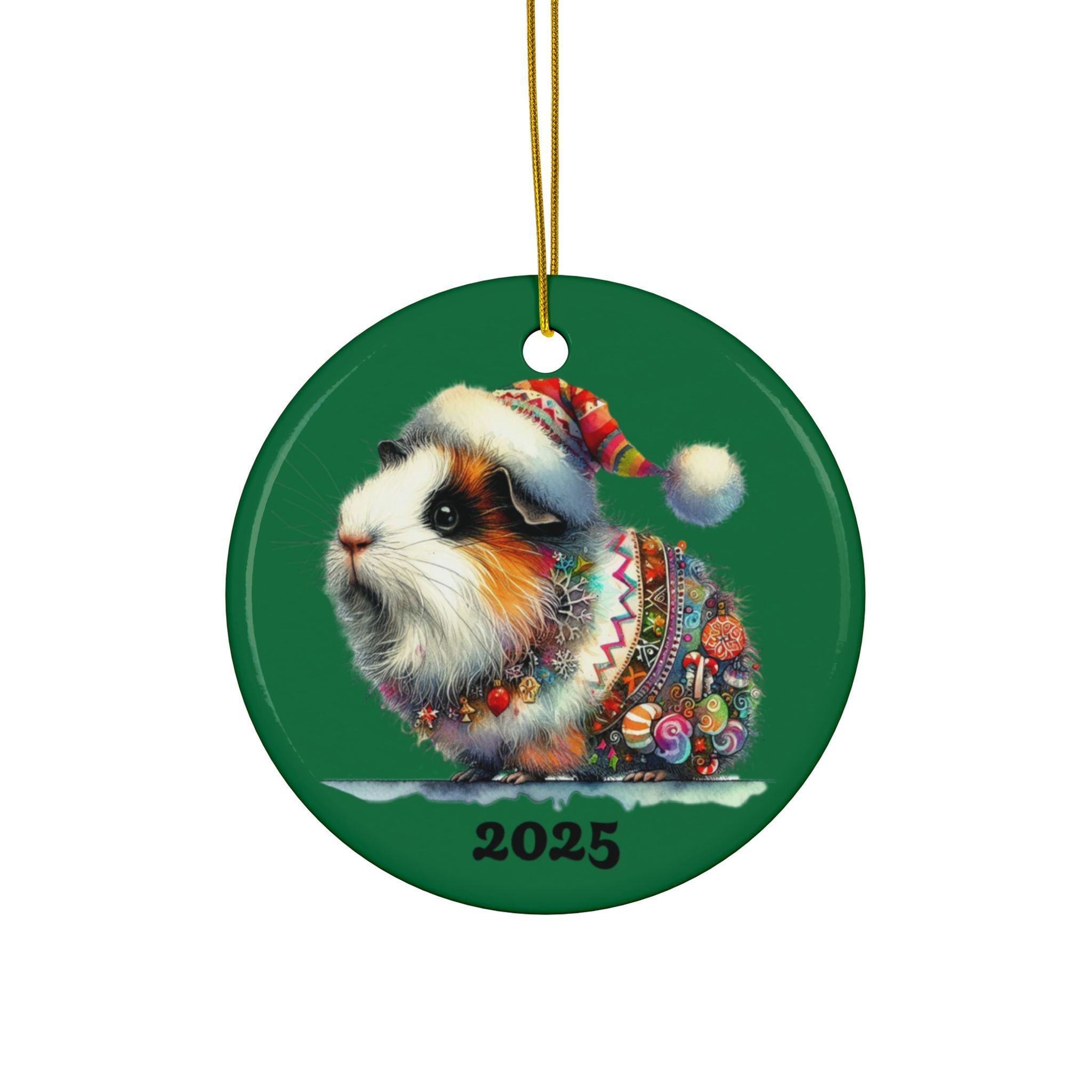 Guinea Pig Christmas Ornament – Cute Cavy in Santa Hat