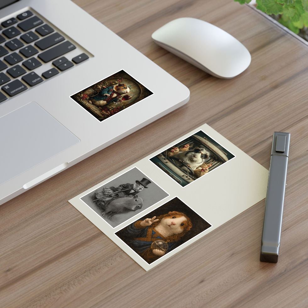 Thumbnail: Victorian Guinea Pig Art Second Sticker Sheet | Sticker Sheets