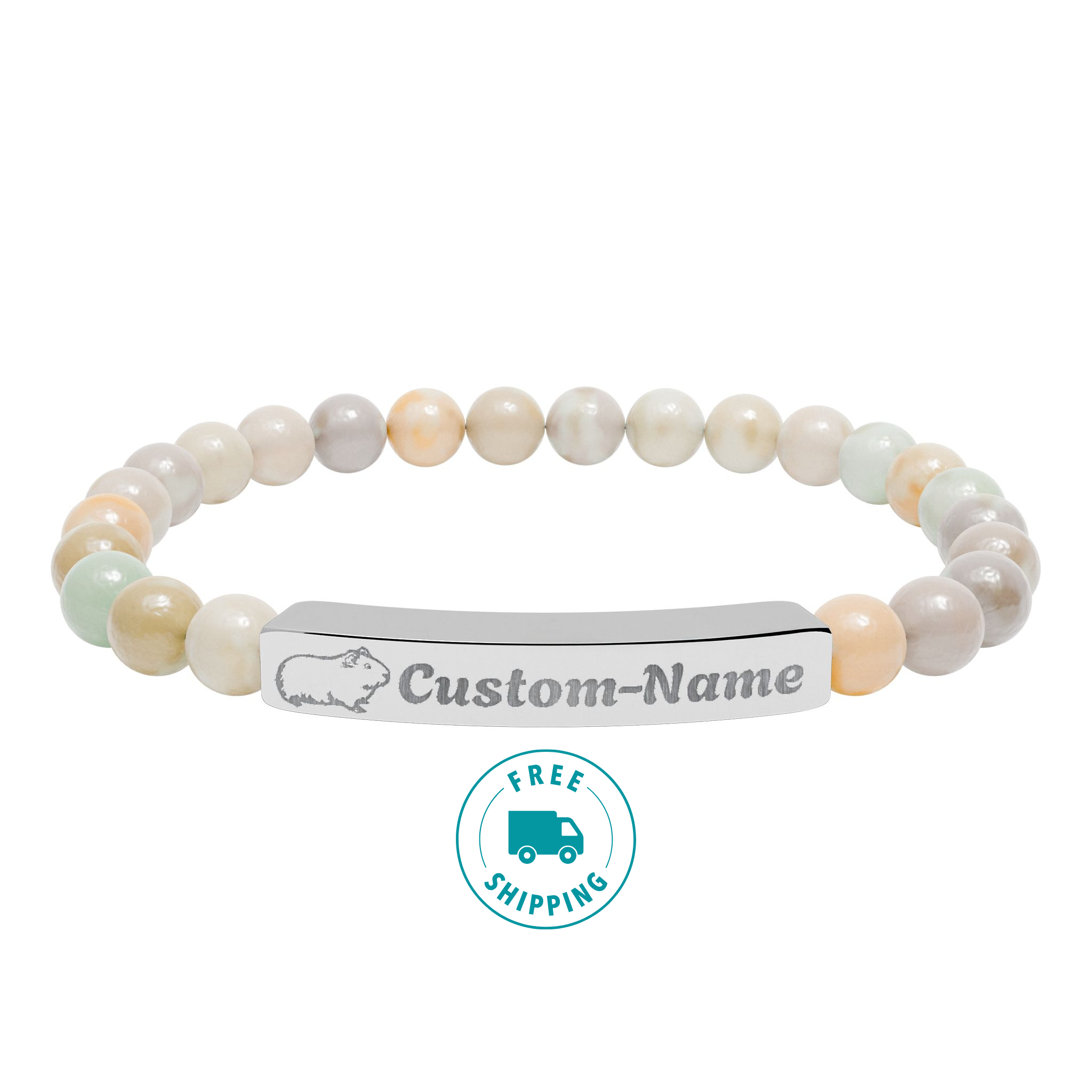 Custom Guinea Pig Bracelet - Howlite Rose Quartz Amazonite Onyx Jasper Turquoise
