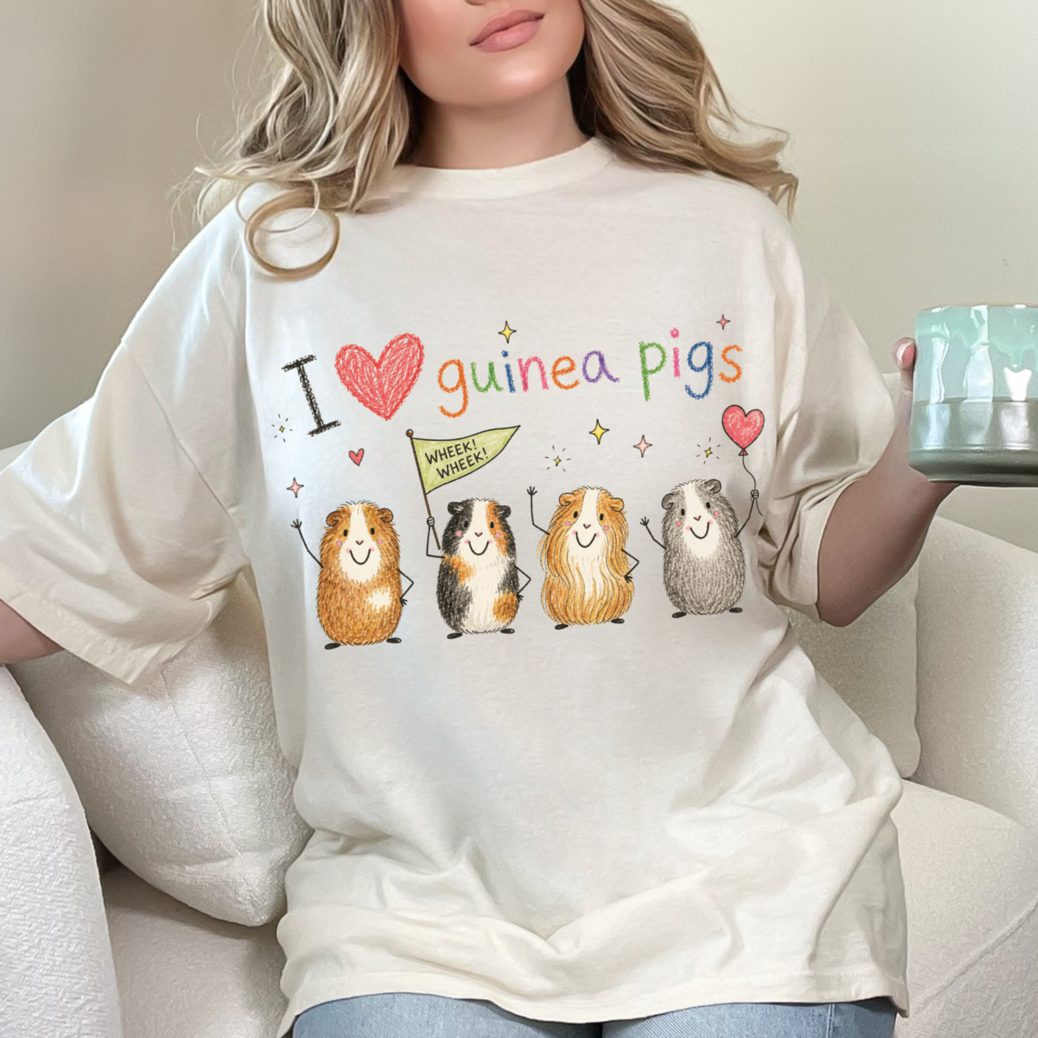 Guinea Pig Lover T-Shirt, I Heart Guinea Pigs Graphic Tee, Comfort Colors