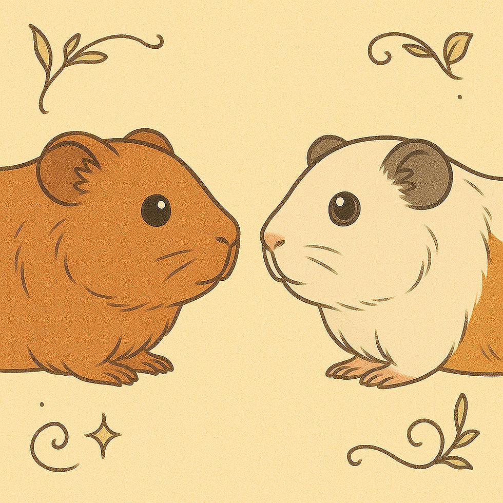 Two guinea pigs are being introduced to each other.