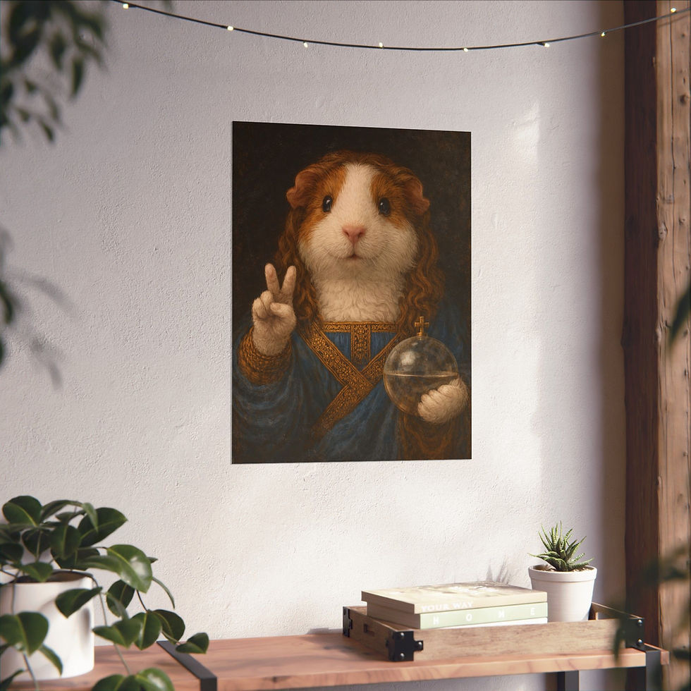 Thumbnail: Salvator Mundi Guinea Pig Poster, Funny Renaissance Wall Art, Art Parody Print