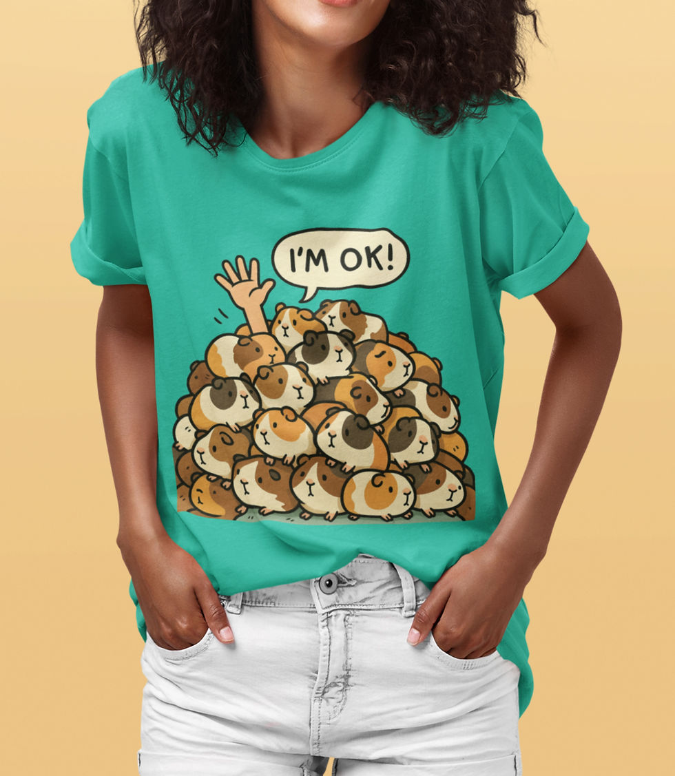 Unisex Luxe T-shirt – I’m OK Under This Pile of Guinea Pigs - Garment Dyed