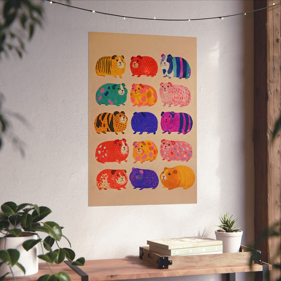 Thumbnail: Guinea Pig Wall Art Print, Colorful Modern Poster, Cute Cavy Decor