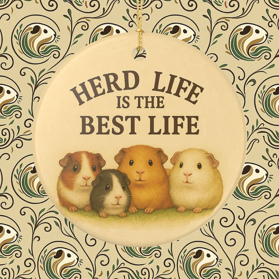 🌾 "Herd Life Is the Best Life" Guinea Pig Ceramic Habitat Decoration