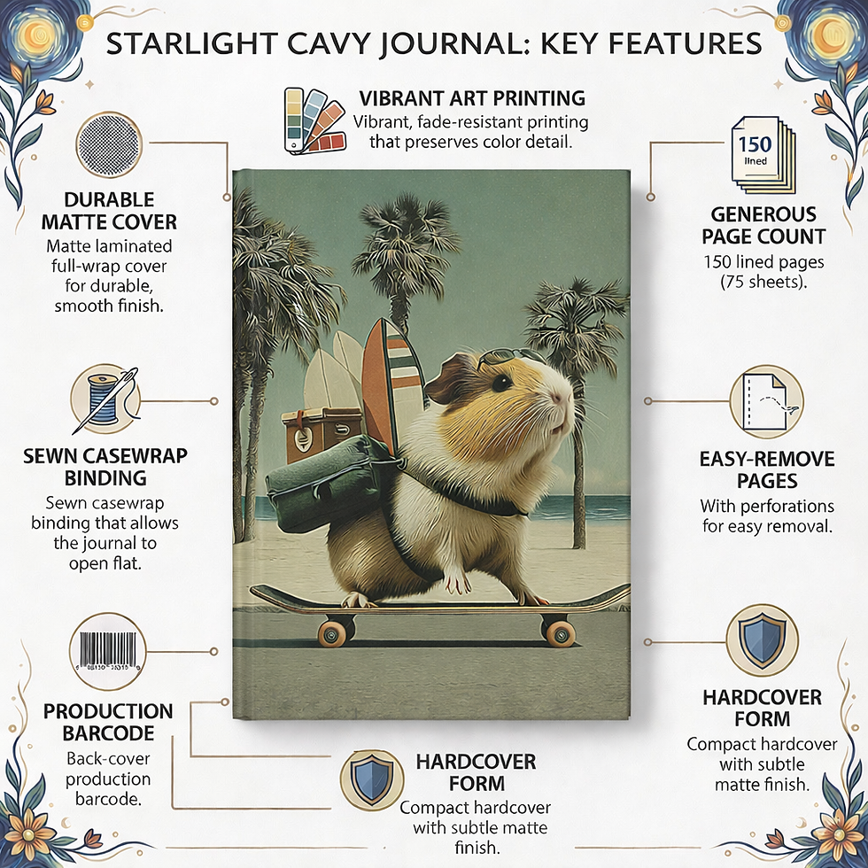 Thumbnail: Guinea Pig Skateboard Hardcover Journal — California Boardwalk Sketchbook