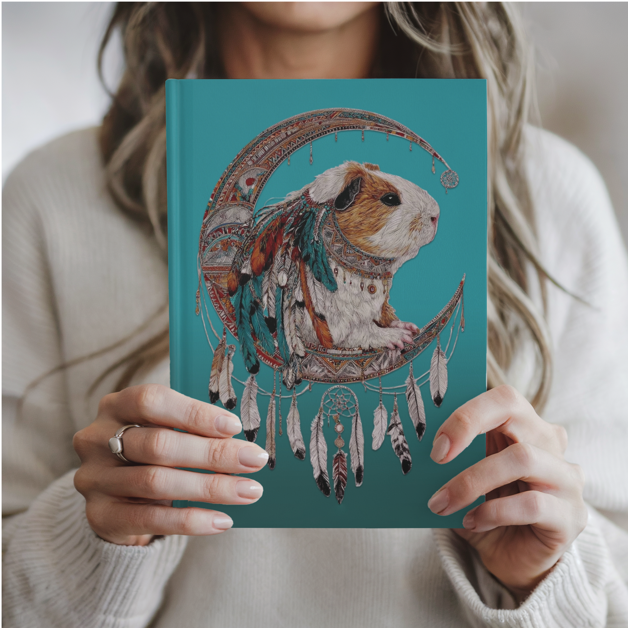 Shaman Guinea Pig Hardcover Journal - Half-Moon Dreamcatcher Notebook Diary