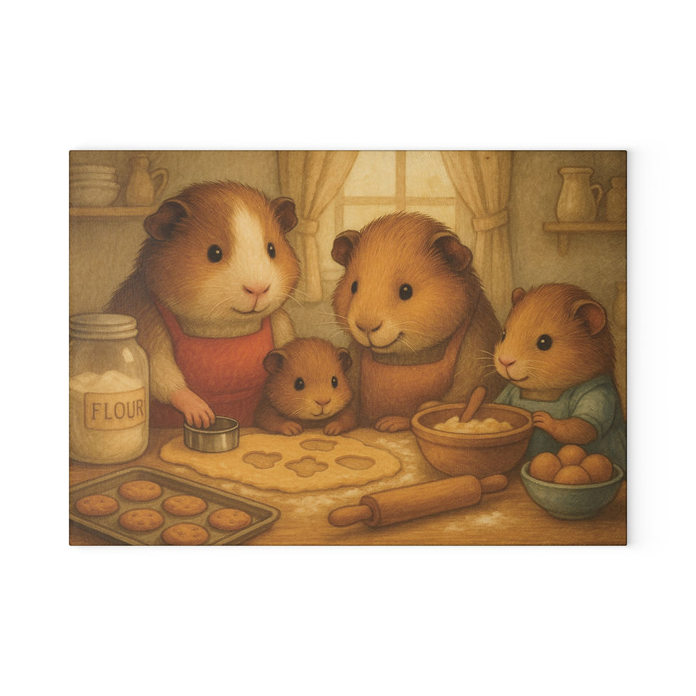 Guinea Pig Chef Glass Cutting Board - Cozy Baking Art for Foodies & Home Cooks
