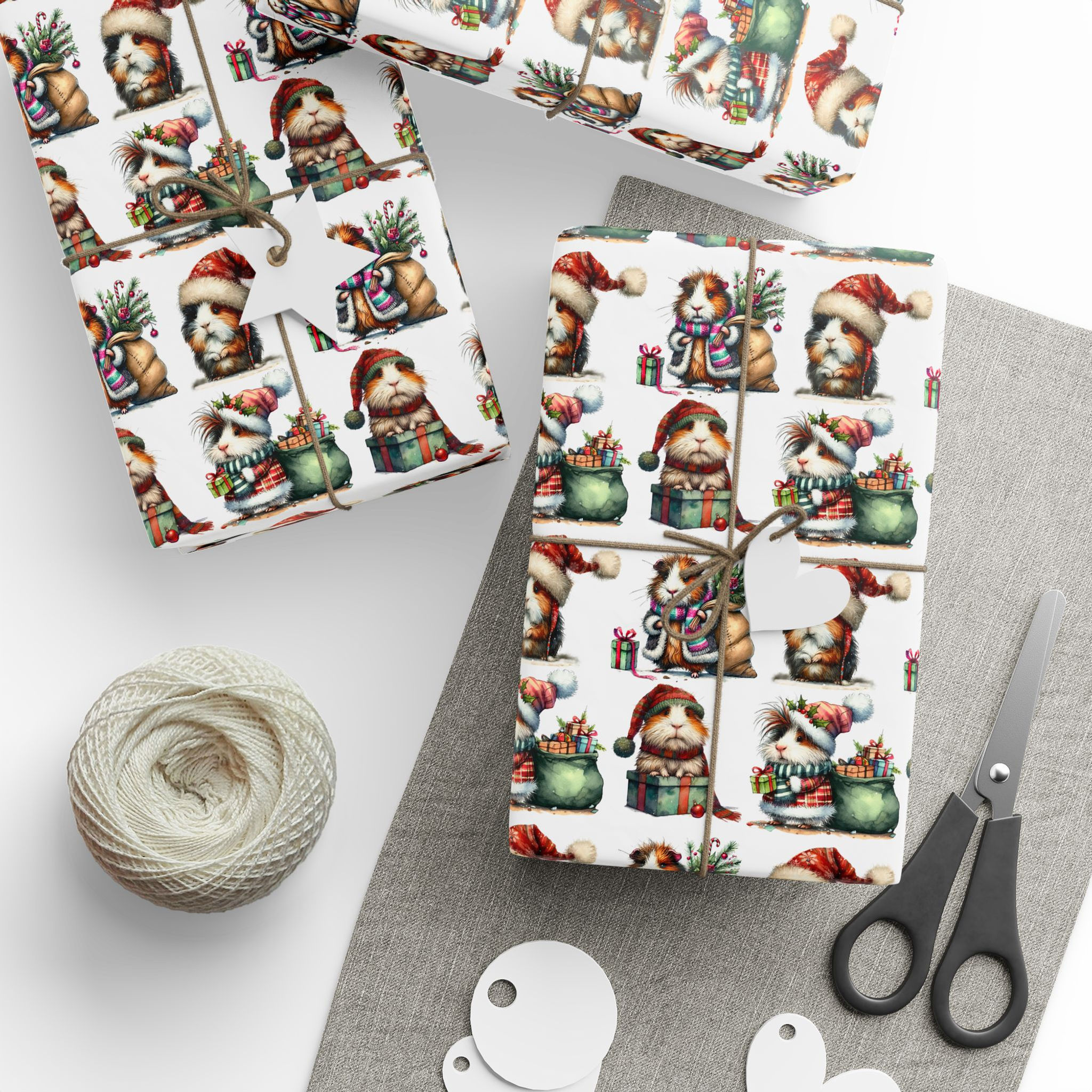 Cute Guinea Pig Christmas Wrapping Paper | Cute Holiday Gift Wrap