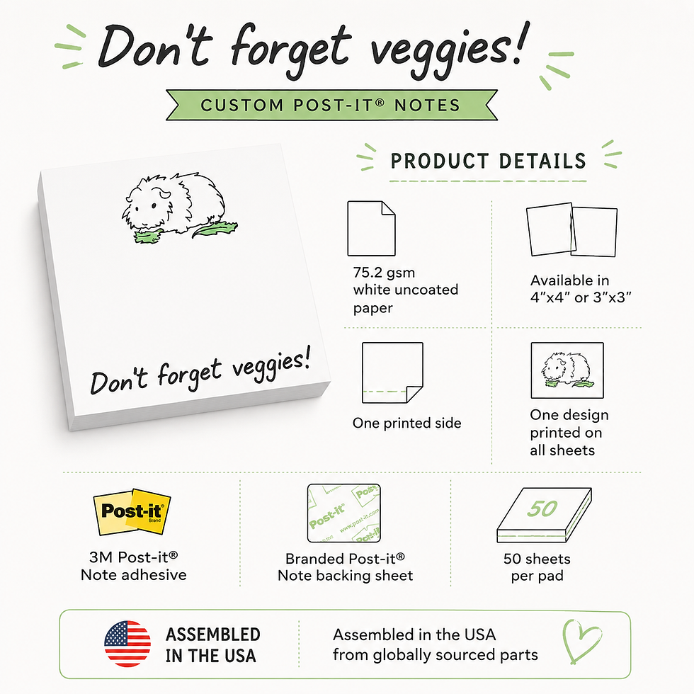 Thumbnail: Guinea Pig "Don't Forget Veggies!" Note Pads Post It Sticky Notes