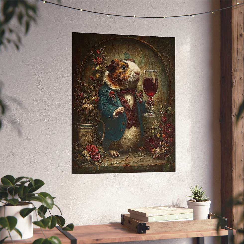 Thumbnail: Dapper Guinea Pig Art Print, Whimsical Animal Wall Art, Victorian Style Poster