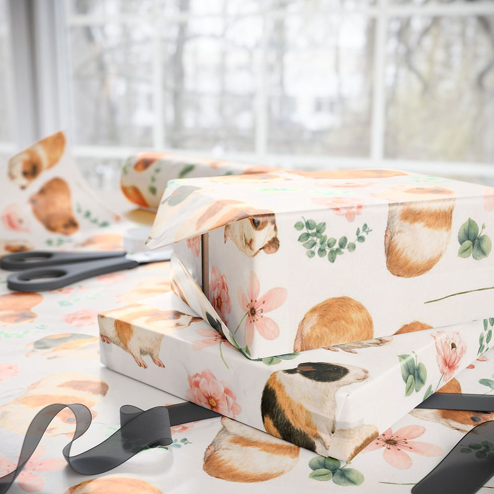 Thumbnail: Guinea Pig Blush Flowers Wrapping Paper