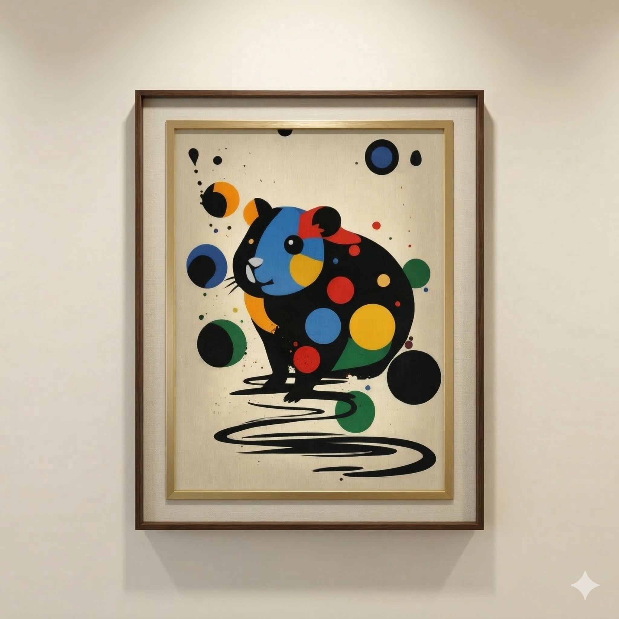 Mid Century Modern Guinea Pig Art Print | Retro Geometric Guinea Pig Poster 