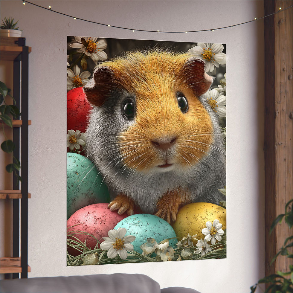 Thumbnail: Easter Guinea Pig Matte Poster — Cute Bunny-Egg Holiday Wall Art