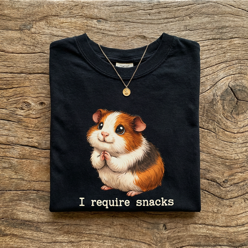 Thumbnail: Guinea Pig 'I Require Snacks' T-Shirt Comfort Colors