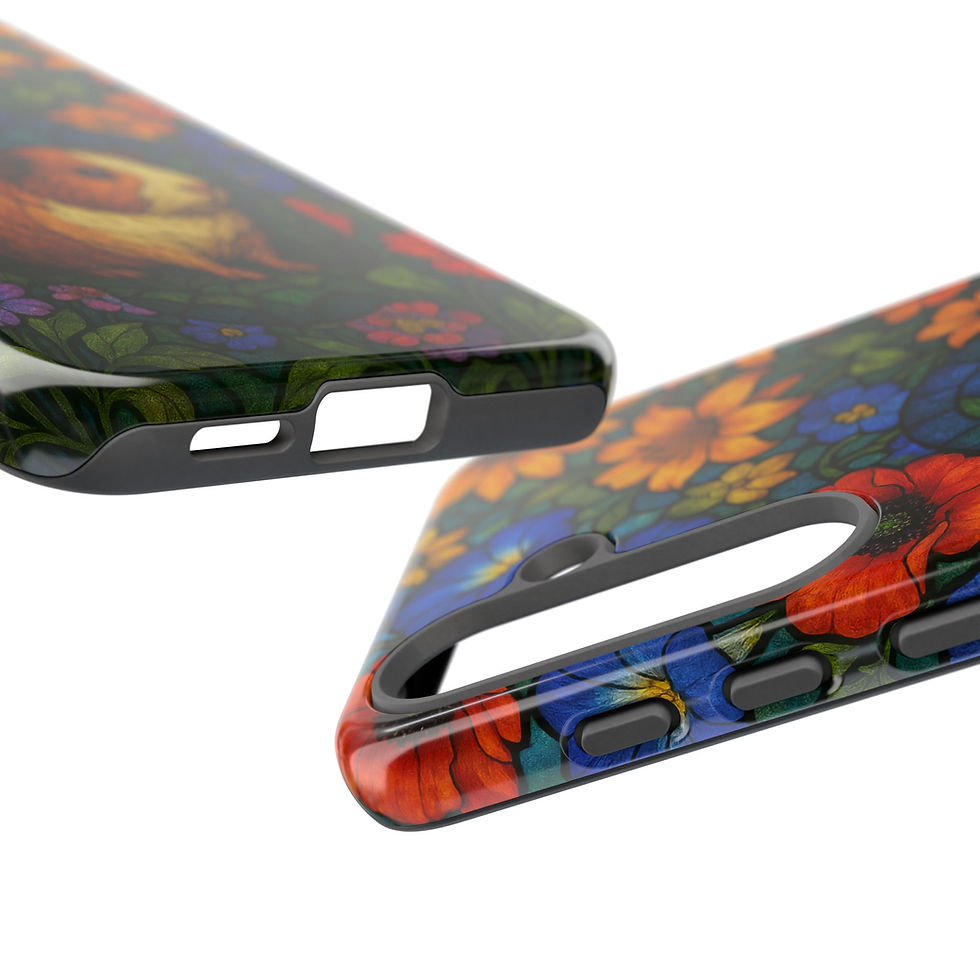 Thumbnail: Guinea Pig Stained Glass Android Phone Case | Floral Art Animal Lover Gift
