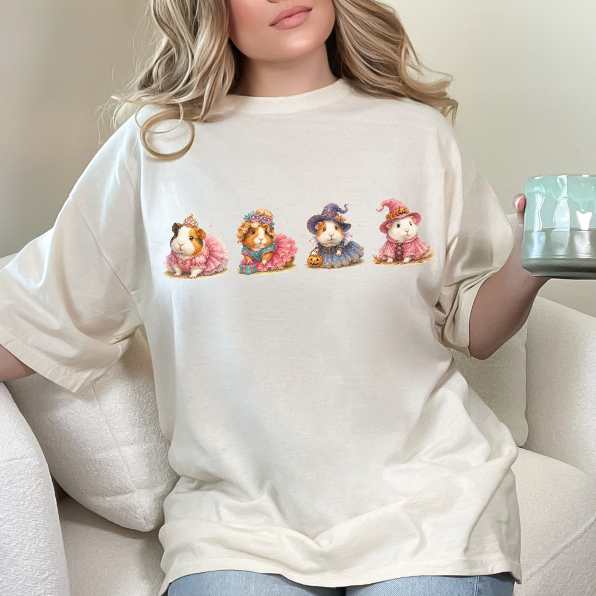 Halloween Guinea Pig Girls T-Shirt — Coquette Princess & Witch Costume Tee