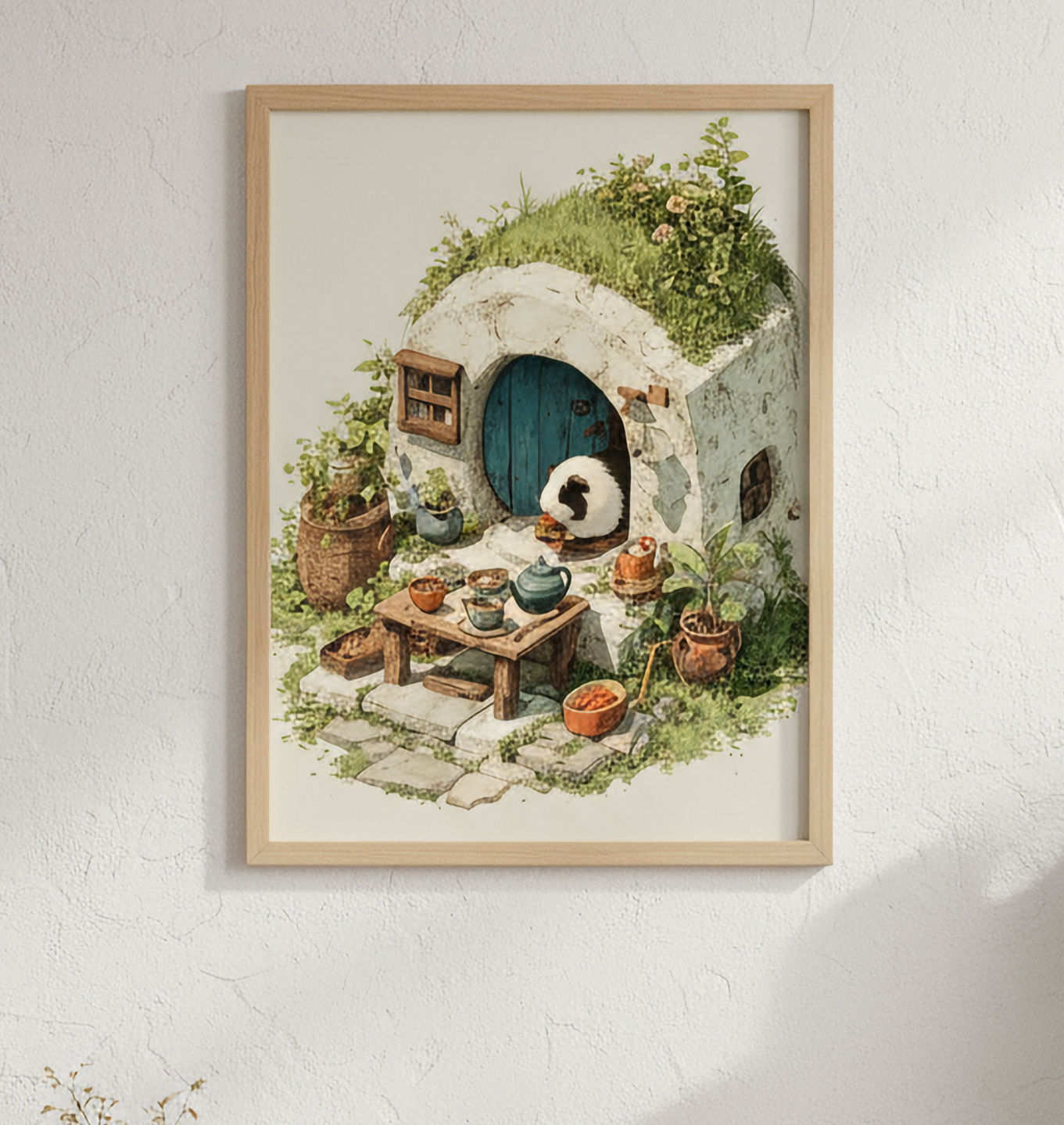 Guinea Pig Art Print - "The Little Cottage" - Cavy Poster