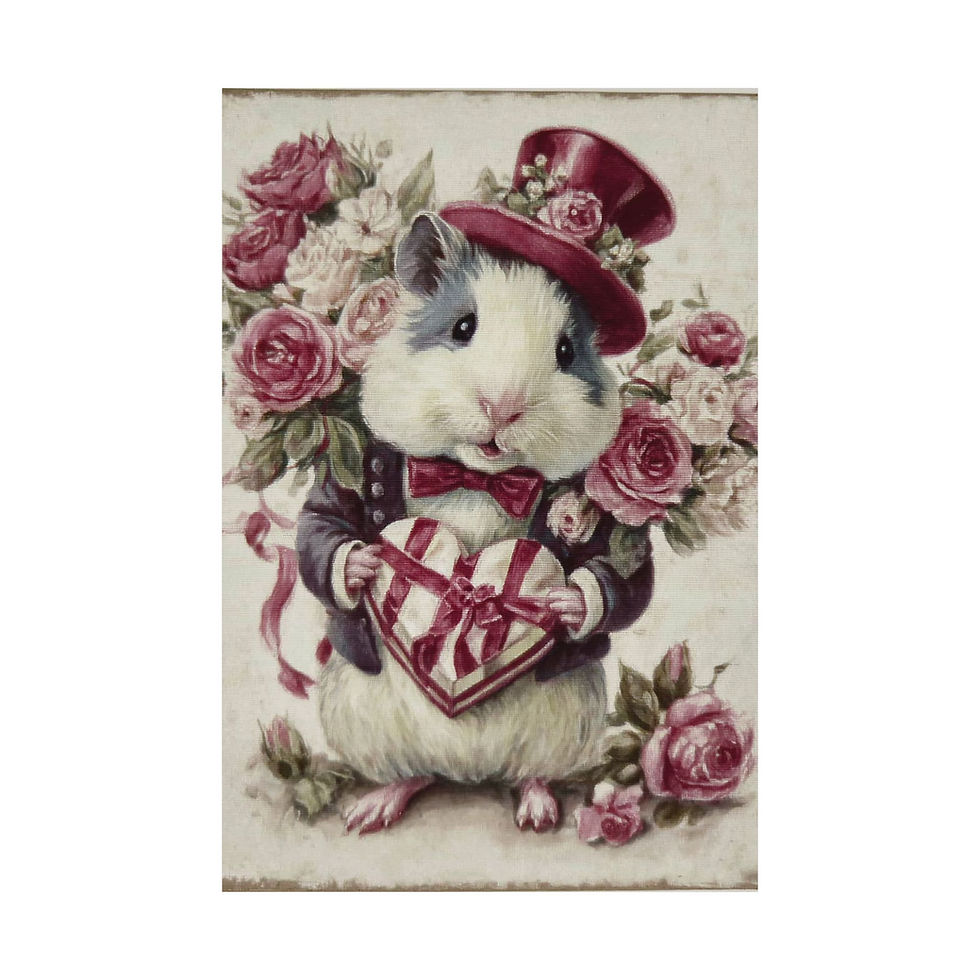 Thumbnail: Romantic Guinea Pig Art Print, Dapper Top Hat Valentine Poster