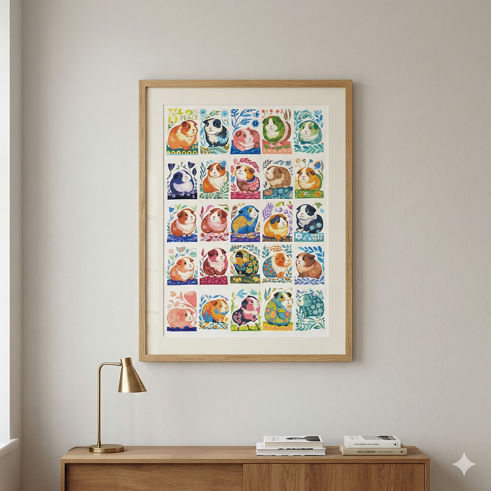 Thumbnail: Guinea Pig Poster, Colorful Guinea Pig Wall Art, 25 Colorful Illustrations