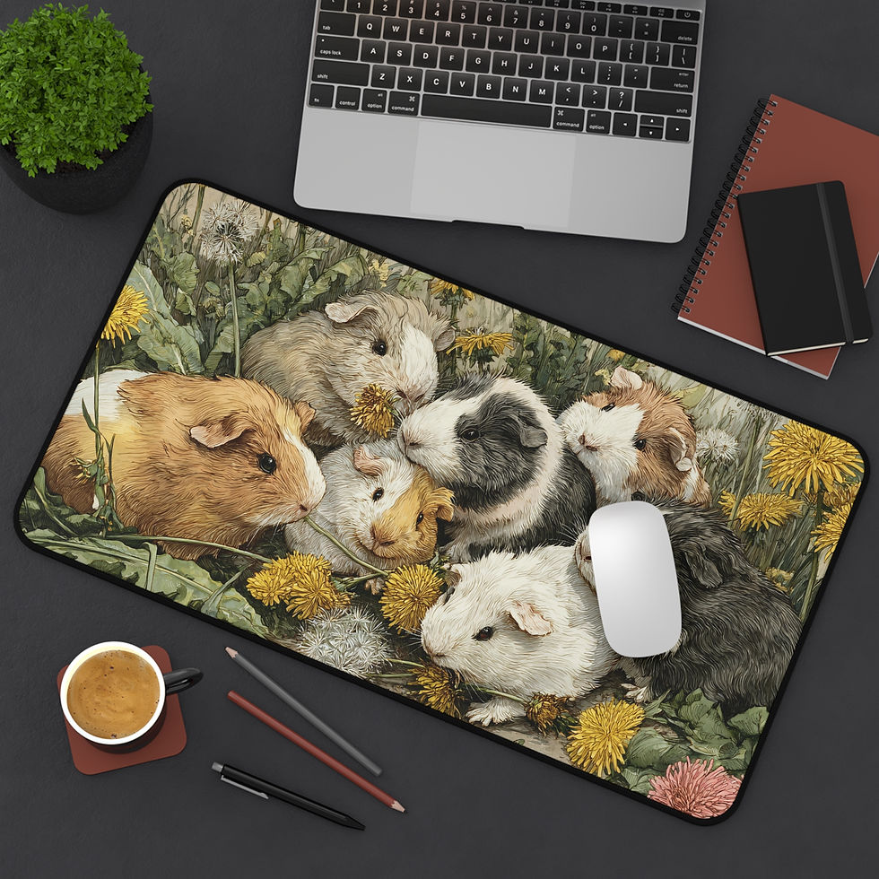 Thumbnail: Guinea Pig Dandelion Desk Mat | Cute Animal Office Decor