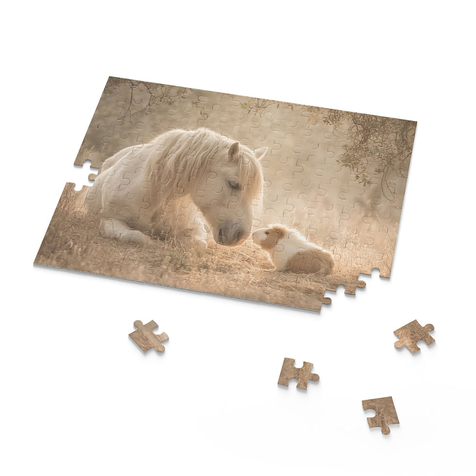 Thumbnail: Horse & Guinea Pig Puzzle - Serene Nature Jigsaw Gift - Cozy Mindful Activity 