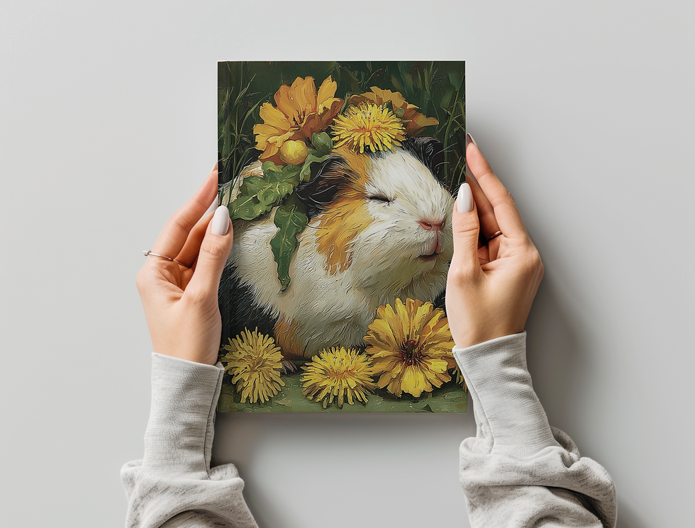 Thumbnail: Dandelion Crown Guinea Pig Hardcover Journal | Floral Rodent Notebook