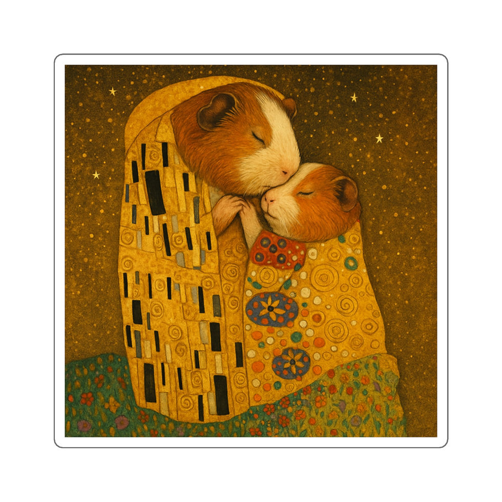 Guinea Pig Sticker - Klimt-Inspired Square Vinyl Decal