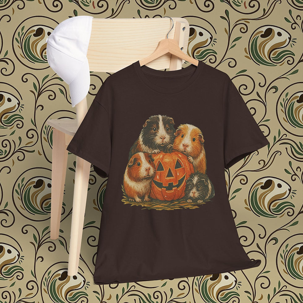Thumbnail: Halloween Guinea Pig T-Shirt -Cute Pumpkin Jack-o'-Lantern Fall Shirt 