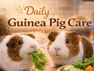 Two guinea pigs ret in their habitat.