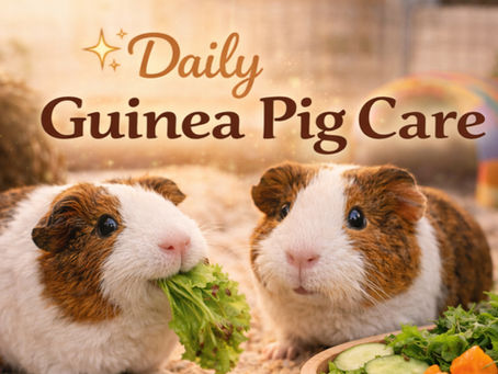 Two guinea pigs ret in their habitat.