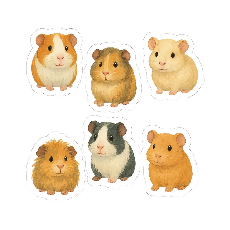 Cute Guinea Pigs 6 Kiss-Cut Stickers | Perfect for Laptop, Scrapbooking