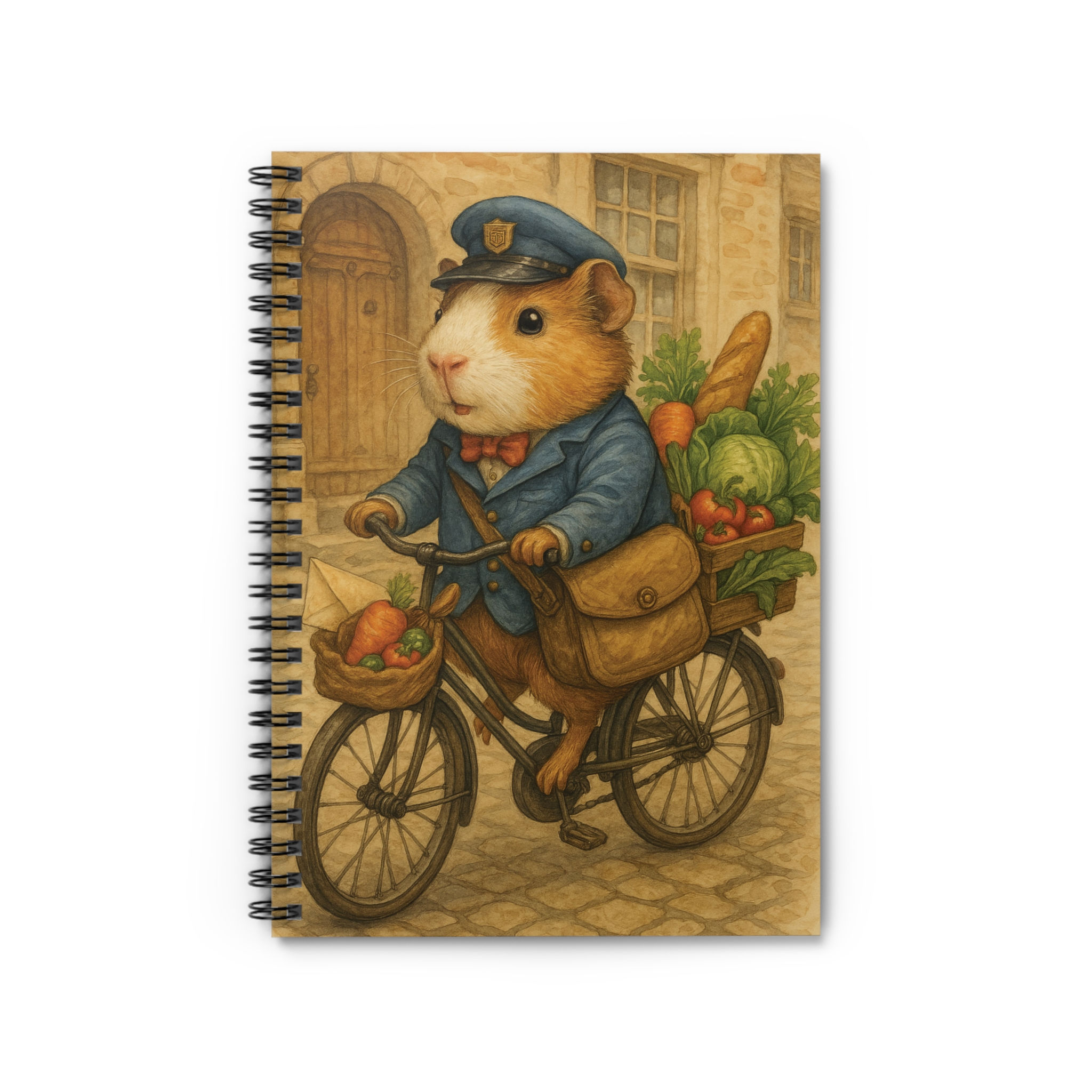 “The Little Veggie Courier” Guinea Pig Spiral Notebook